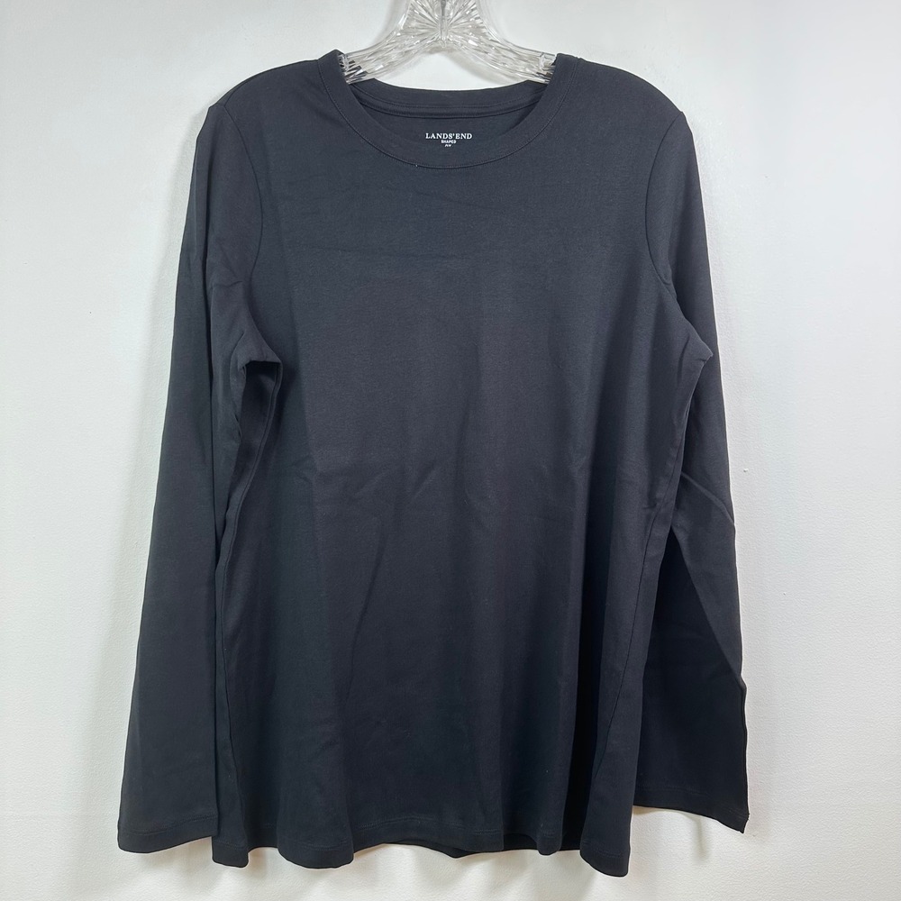 Lands End Shaped Long Sleeve Tee Black 100 Cotton Crewneck Top Plus Size 0X 14W